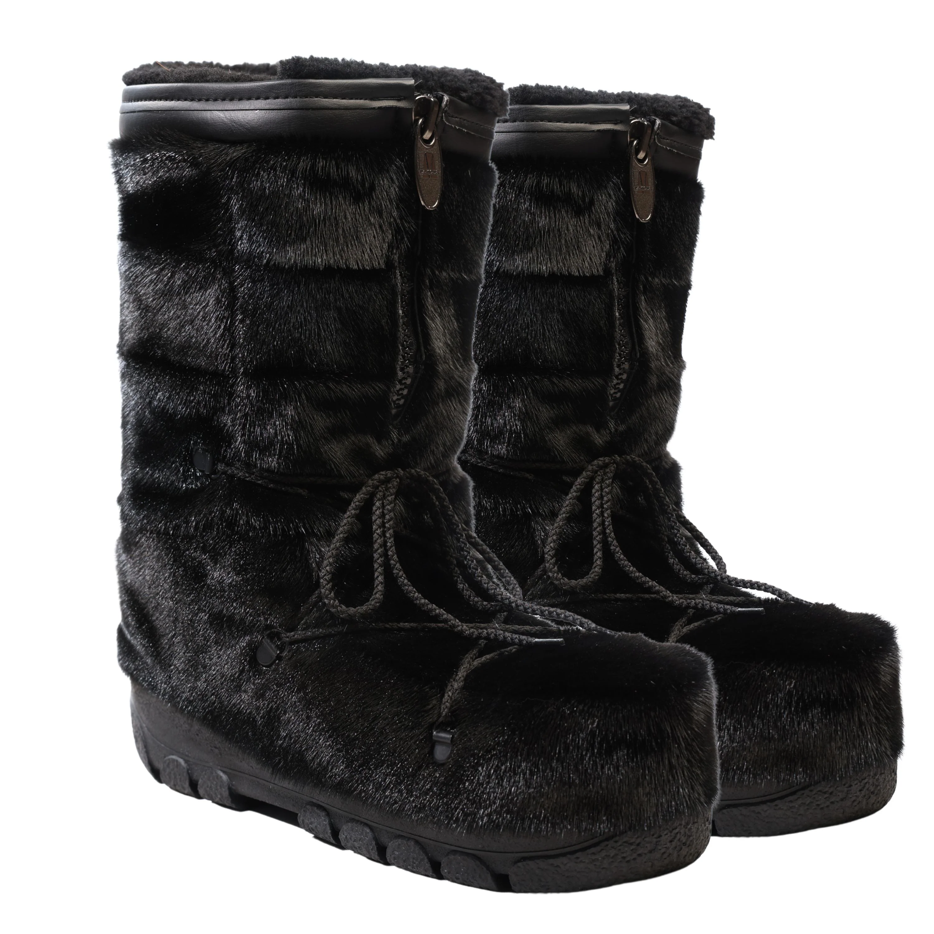 Bottes en fourrure de loup marin "Style damier" - Femme