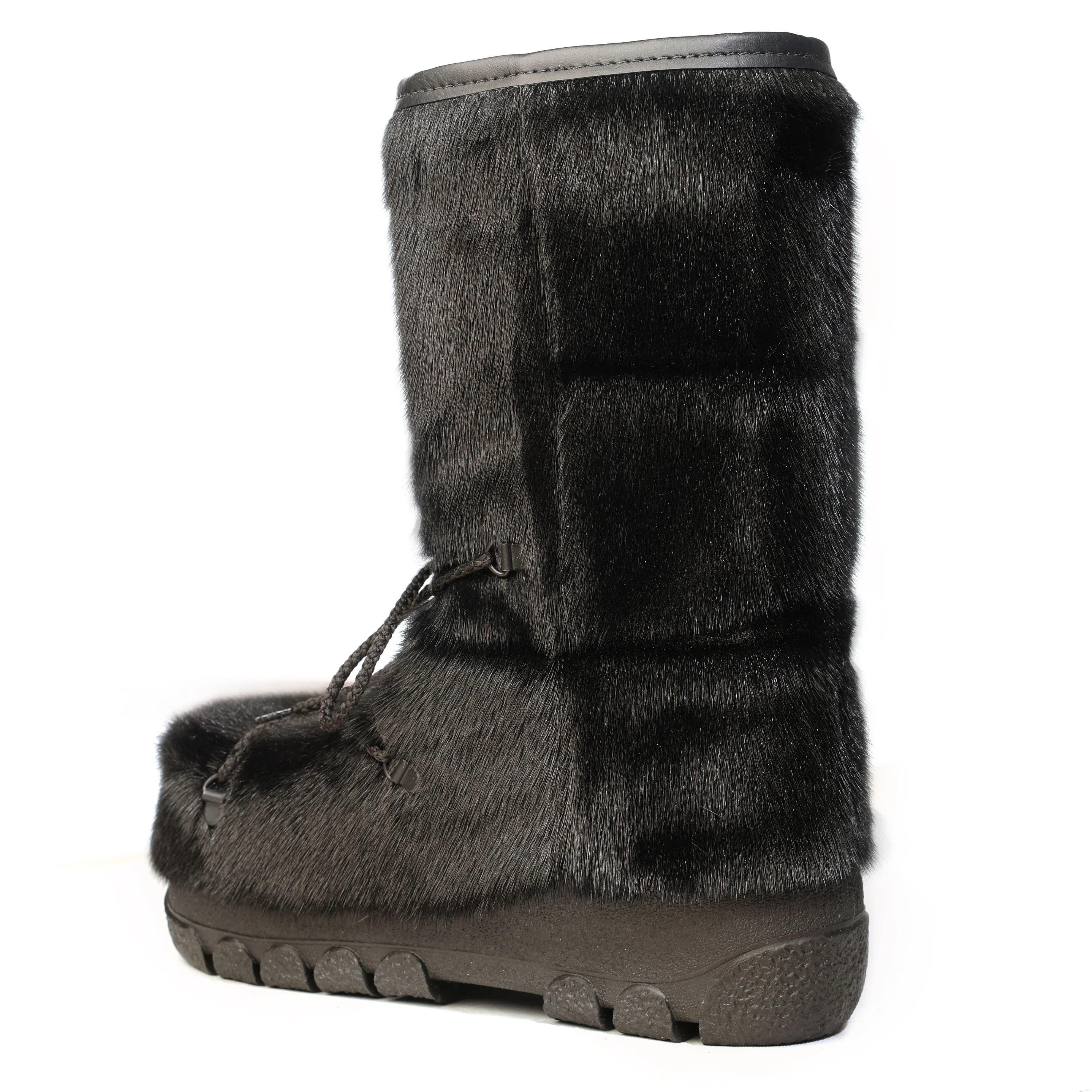Bottes en fourrure de loup marin "Style damier" - Femme - Image 4