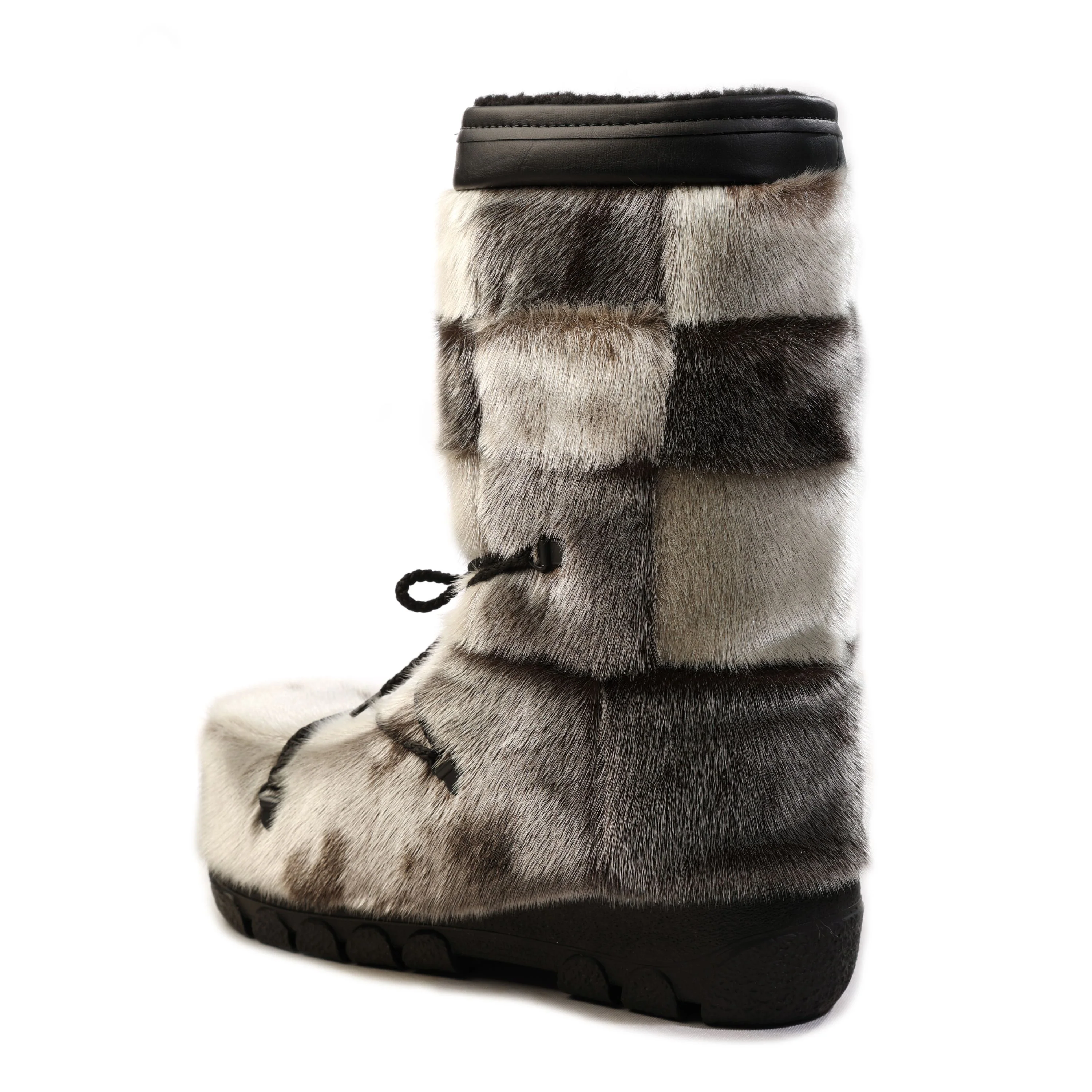 Bottes en fourrure de loup marin "style damier" - Femme - Image 4