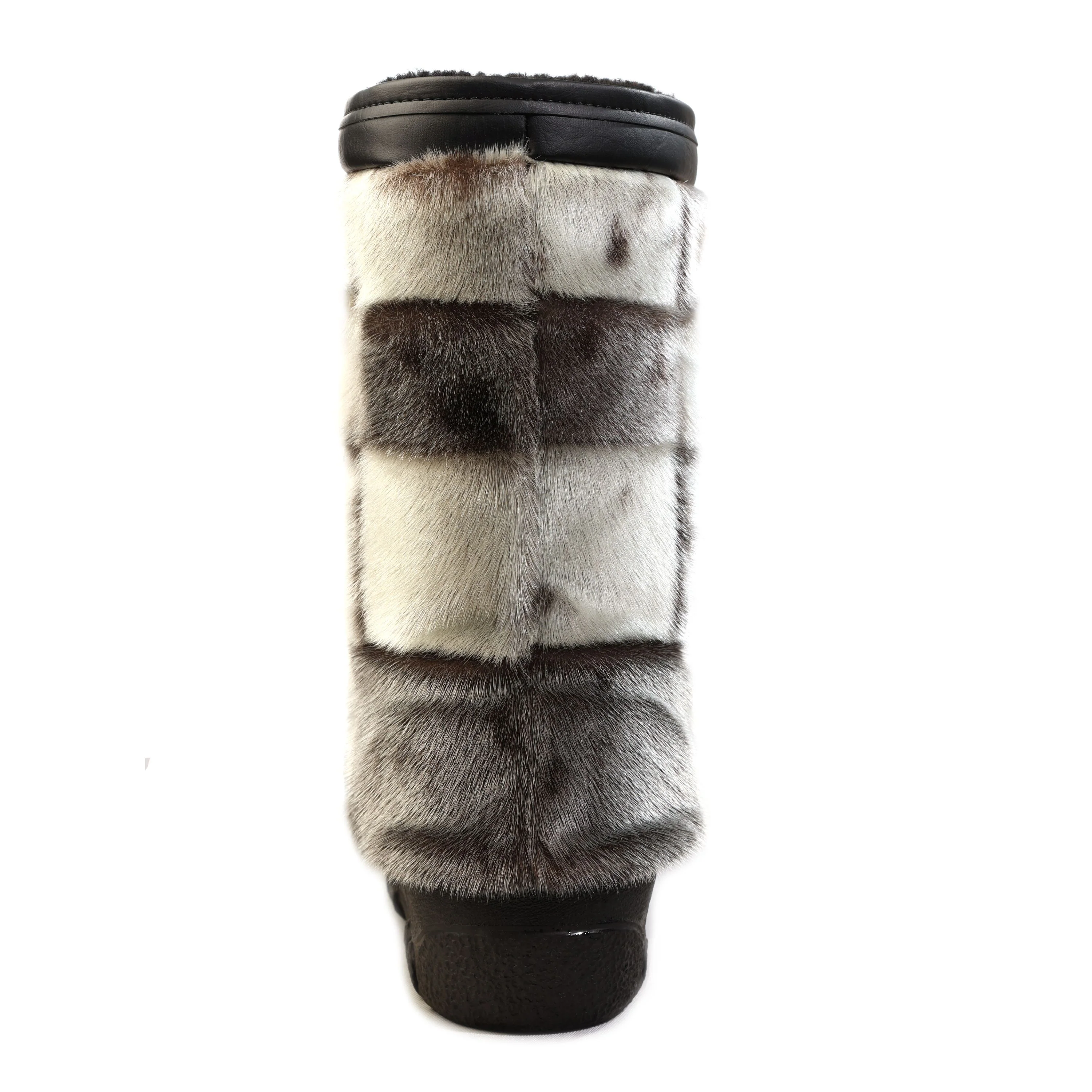 Bottes en fourrure de loup marin "style damier" - Femme - Image 6