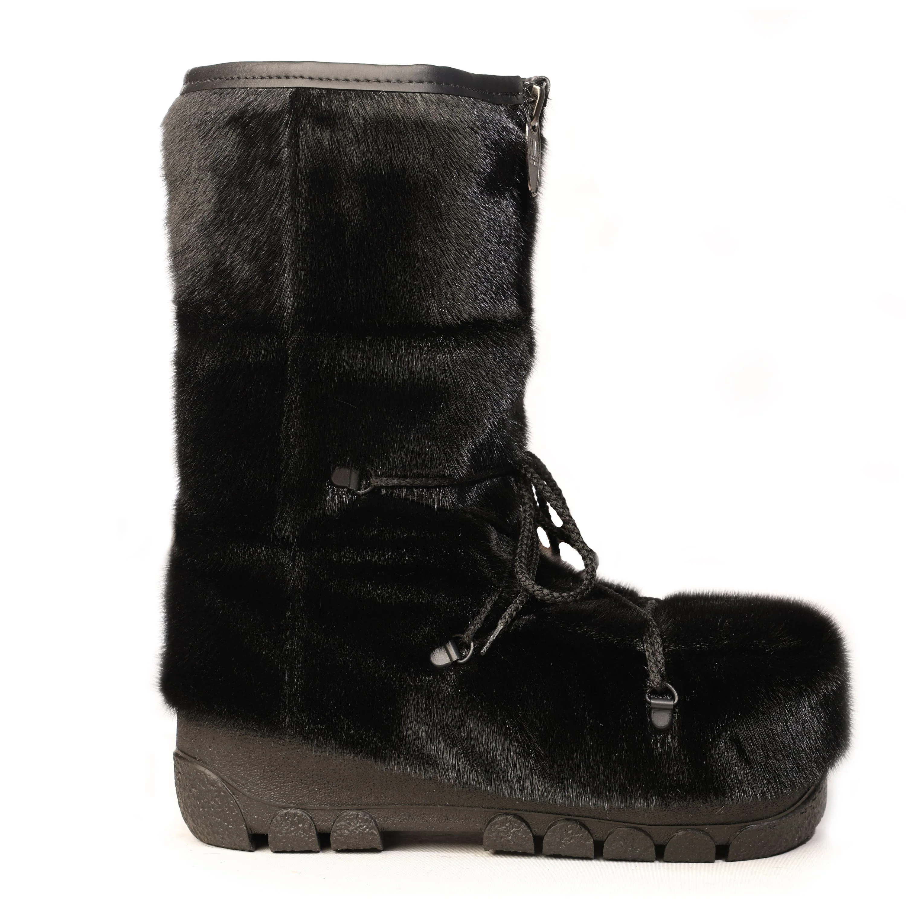 Bottes en fourrure de loup marin "Style damier" - Homme - Image 4
