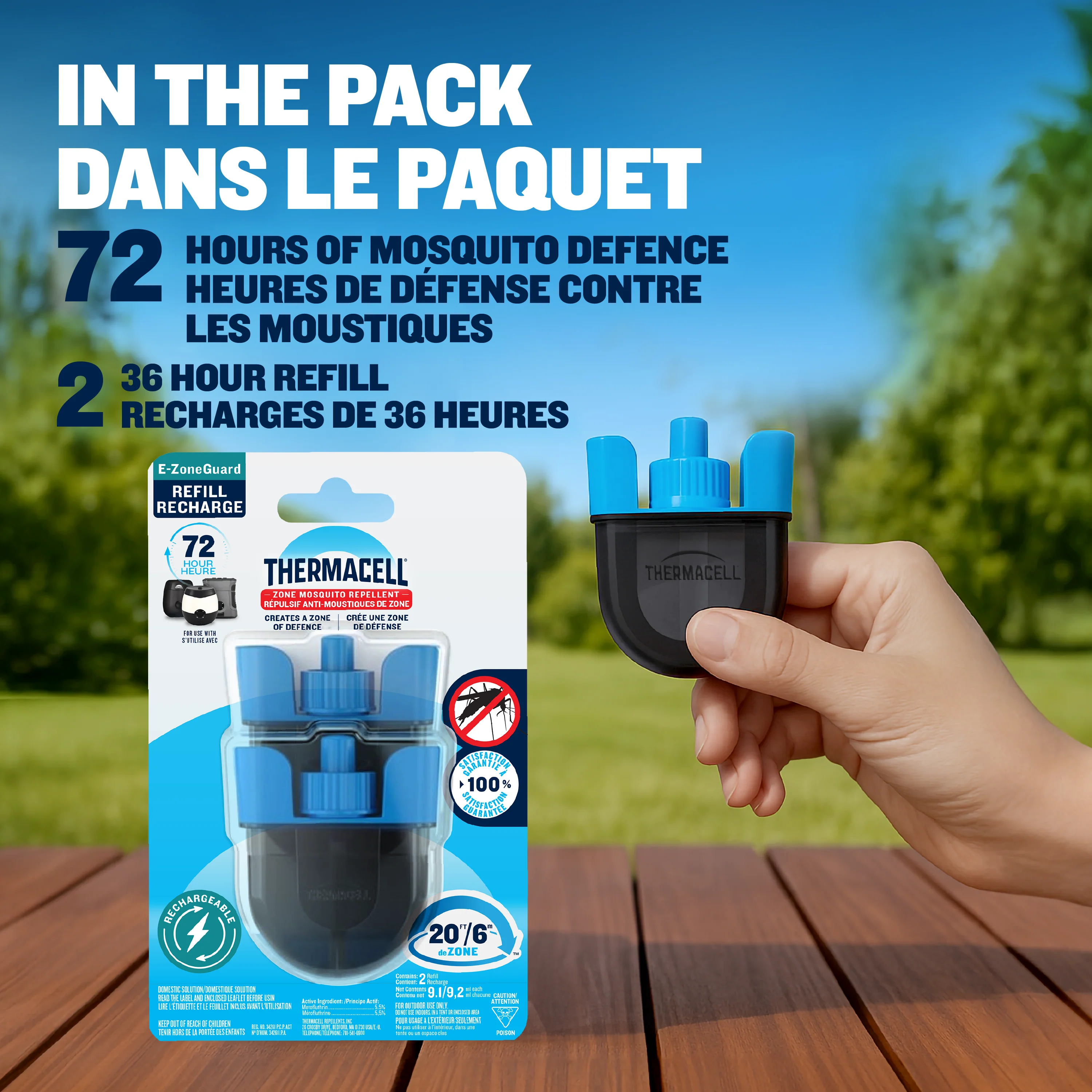 Recharge de répulsif à moustiques rechargeable Thermacell E‑ZoneGuard – paquet de 72 heures - Image 7