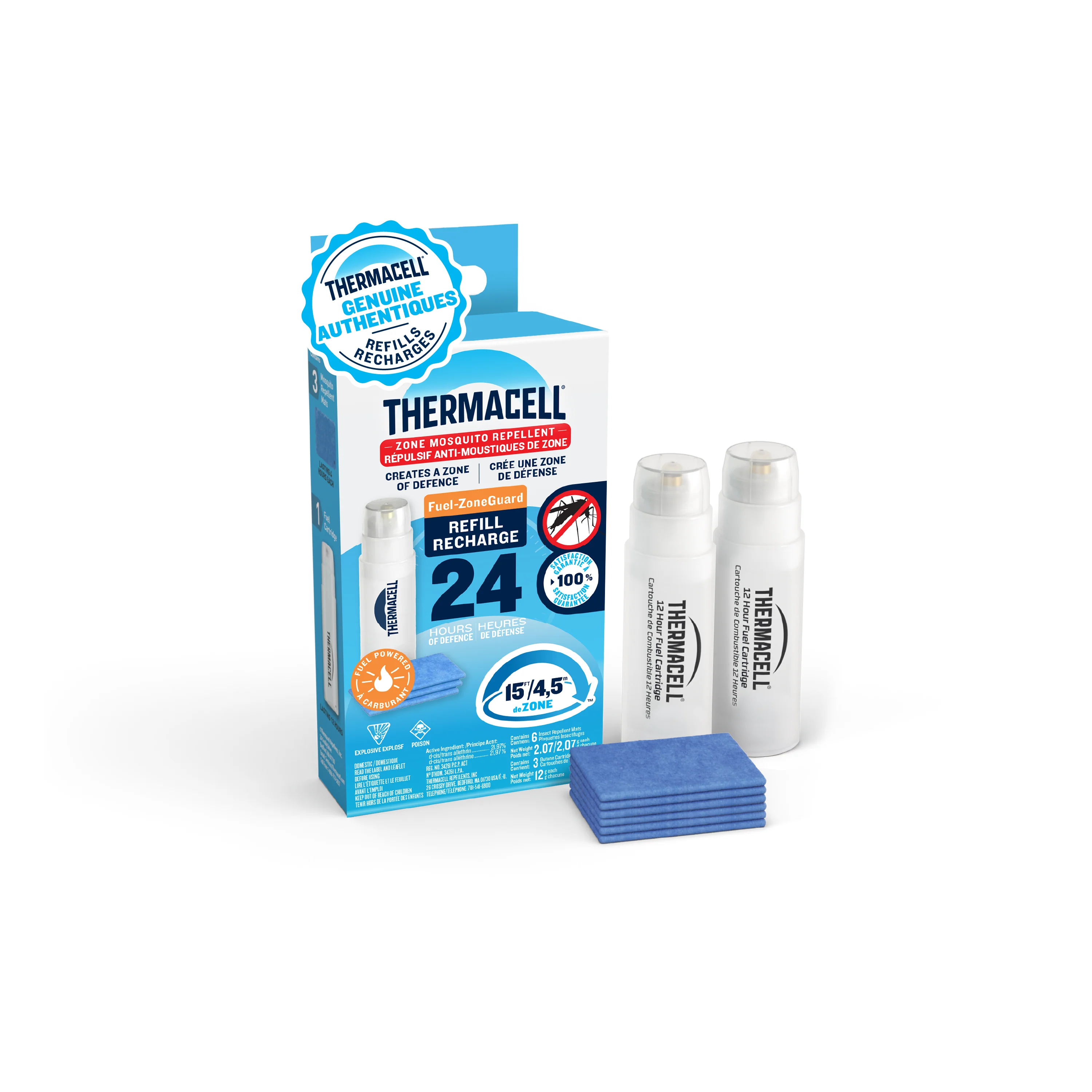 Recharge de répulsif à moustiques Thermacell Fuel‑ZoneGuard à combustible – paquet de 24 heures